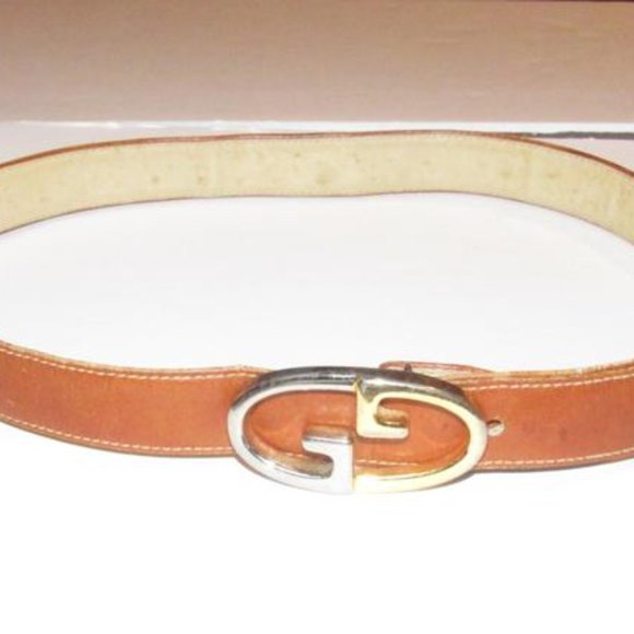 Gucci camel leather belt with large, two-tone GG logo buckle! - Picture 2 of 12